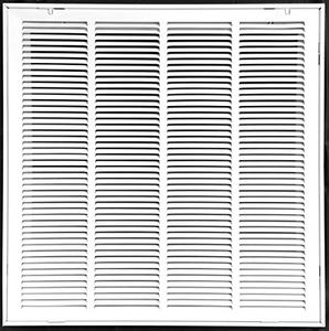 lot 35635 image: 24 X 24 Steel Return Air Filter Grille for 1 Filter - Fixed Hinged - Ceiling Recommended - HVAC Duct Cover - Flat Stamped Face - White Outer Dimensions 26.5 X 25.75