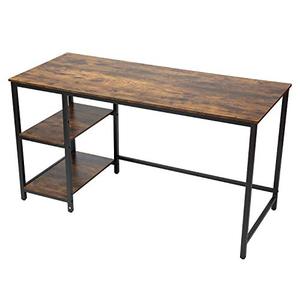 lot 35640 image: CHADIOR Industrial Desk, 55 Inch Work Surface, Wooden Writting Workstation, Simple Gaming Computer Table with Shelves, for Small Space, Home Office, Bedroom, Rustic Brown