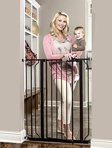 lot 35683 image: Regalo Easy Step Extra Tall Walk Thru Baby Gate, Bonus Kit, Includes 4-Inch Extension Kit, 4 Pack of Pressure Mount Kit and 4 Pack of Wall Cups and Mounting Kit, Black