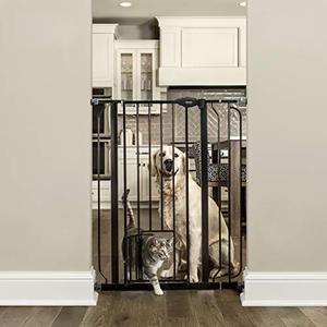 lot 35686 image: Carlson Extra Tall Walk Through Pet Gate with Small Pet Door, Includes 4-Inch Extension Kit, 4 Pack Pressure Mount Kit and 4 Pack Wall Mount Kit, Black