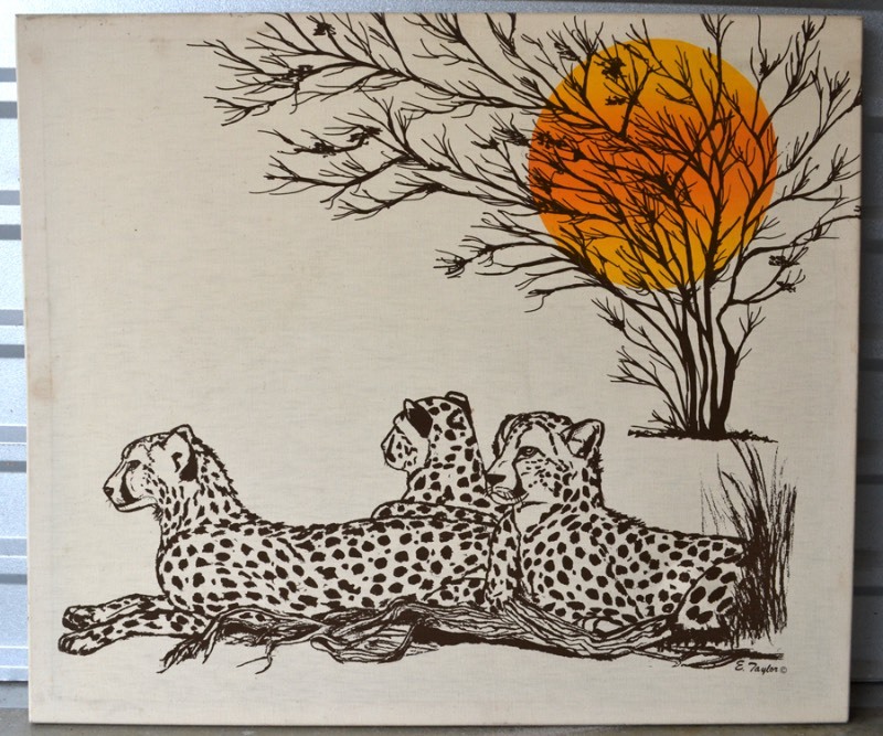 lot 1043 image: Leopards Silk Screen Art