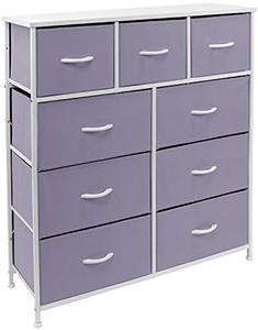 lot 39487 image: Sorbus Dresser with 9 Drawers - Bedside Furniture & Night Stand End Table Dresser for Home, Bedroom Accessories, Office, College Dorm, Steel Frame, Wood Top (9-Drawer, Purple)