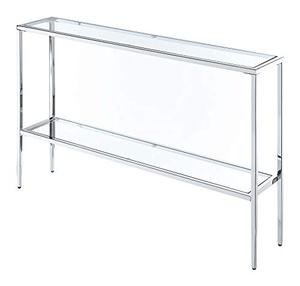 lot 39488 image: Convenience Concepts Nadia Chrome Console Table, Clear Glass  Chrome