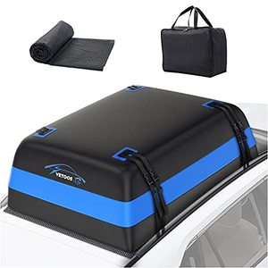 lot 39491 image: Vetoos 21 Cubic Feet Car Rooftop Cargo Carrier Bag, Soft Roof Top Luggage Bag for All Vechicles SUV withWithout Racks - Waterproof Zip, Anti-Tear 700D PVC, with Storage Bag & Anti-Slip Mat