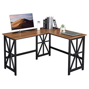 lot 39494 image: GreenForest L Shaped Desk 50.4 Reversible Computer Corner Desk Space Saving PC Laptop Gaming Desk Workstation for Home Office, Walnut