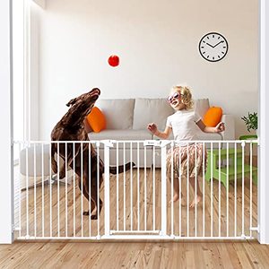 lot 39500 image: Tokkidas 80-23.6 Auto Close Baby Gate, Extra Wide Child Gates with One Hand Operation, Hardware Mount, Adjustable 3 Panels Angle, Walk Thru Dog Gate for Kitchen, Doorways,30��Tall