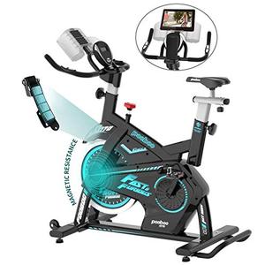 lot 39502 image: pooboo Magnetic Exercise Bike Stationary 330 Lbs Weight Capacity Indoor Cycling Bike, Cycling Bike with PadPhone Mount and LCD Monitor, Adjustable Magnetic Resistance & Heavy Flywheel Smooth Quiet