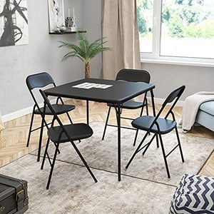 lot 39508 image: Flash Furniture 5 Piece Black Folding Card Table and Chair Set
