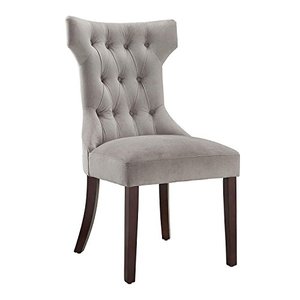 lot 39509 image: Dorel Living Clairborne Tufted Dining Chair (2 Pack), Taupe  Espresso