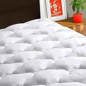 lot 39521 image: TEXARTIST California King Mattress Pad Cover Cooling Mattress Topper 400 TC Cotton Pillow Top Mattress Cover Quilted Fitted Mattress Protector with 8-21 Inch Deep Pocket