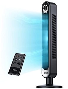 lot 39537 image: Dreo 42 Tower Fan with Remote. Floor Fan Oscillating 90°. Powerful Fan 6 Speeds. Quiet Bladeless Fan. 3 Modes. 12-Hour Timer. LED Display. Black Indoor Standing Fans for Home Bedroom Office Room