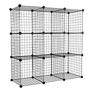 lot 39548 image: Work-It Wire Storage Cubes, 9-Cube Metal Grid Organizer  Modular Wire Shelving Units, Stackable Bookcase, DIY Closet Cabinet Organizer for Home, Office, Kids Room  14 W x 14 H, Black