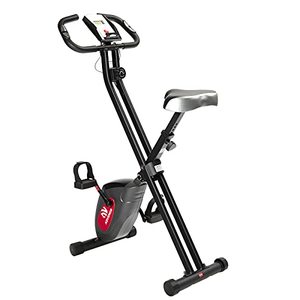 lot 39562 image: ADVENOR Exercise Bike Magnetic Bike Folding Fitness Bike Cycle Workout Home Gym With LCD Monitor Durable Upright Extra-Large Seat Cushion (black&red)