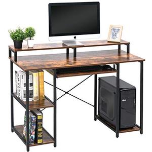 lot 39569 image: TOPSKY Computer Desk with Storage Shelves23.2�� Keyboard TrayMonitor Stand Study Table for Home Office(46.5inch, Rustic Brown)