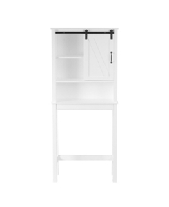 lot 39587 image: Farmhouse White MDF Over-the-Toilet Space Saver Cabinet- Retail$194.99