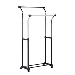 lot 39590 image: Honey-Can-Do GAR-01119 Adjustable Flared Double Garment Rack, BlackChrome