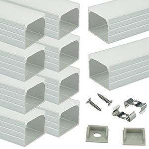 lot 39609 image: Muzata LED Channel with Spotless Lighting Effect Frosted Diffuser Cover,16mm Super Wide Aluminum Profile Track for Waterproof Strip Light-Philips Hue Plus 10Pack 3.3Ft U103 1M WW,LU2 LP1 LN1 LW1