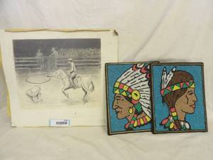 lot 1530 image: Cowboy (Goodwin) Print and Vintage Indian Art