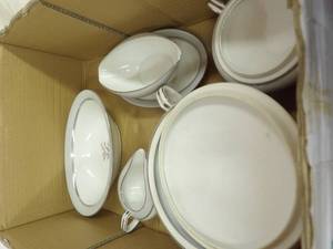lot 1567 image: Silver Rimmed Noritake Dish Set- shipped from China in 1957-Pattern 5556