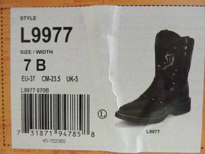 lot 1599 image: Womens Justin Boots 7B