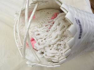 lot 1665 image: White Bag with Crochet Items