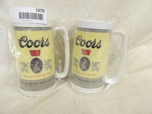 lot 1679 image: New-Old Stock Coors Plastic Mugs