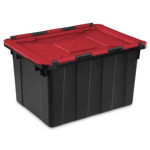 lot 6042 image: Sterilite 12 Gal Hinged Lid Utility Tote - Black