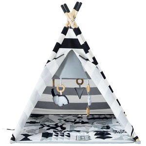 lot 6047 image: Wonder&Wise Indoor Baby Kids Foldable Activity Teepee Play Tent w ABC Mat