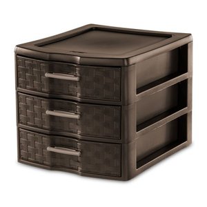 lot 6048 image: Sterilite Medium Espresso Weave 3 Drawer Unit Tower