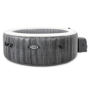 lot 6087 image: Intex - PureSpa Greywood Deluxe 6 Person Portable Inflatable Hot Tub Jet Spa - Gray