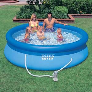 lot 6101 image: Intex - Easy Set Inflatable Kid Swimming Pool with Filter Pump