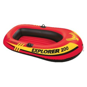 lot 6112 image: Intex Explorer 200 Inflatable 2 Person River Boat Raft Set with 2 Oars & Pump
