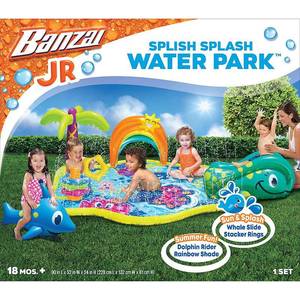 lot 6120 image: BANZAI Splish Splash Water Park 3-In-1 Splash Pad, Slide & Sprinkler and Play Center for Kids - Parent Approved Outdoor Summer Water Play for Babies & Toddlers
