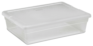 lot 6239 image: Sterilite 28 Quart Clear Bin Storage Box Tote Container w White Lid