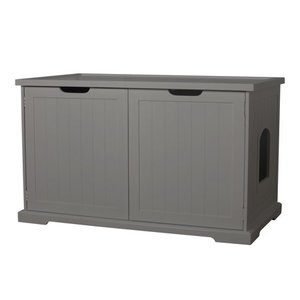 lot 6247 image: Merry PTH1031722510 Pet Cat Washroom Bench with Removable Partition Wall, Gray