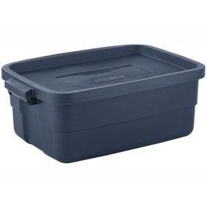 lot 6248 image: RUBBERMAID RMRT100004 Dark Indigo Metallic Storage Tote 23 78 in x 15 78 in x 8 78 in H
