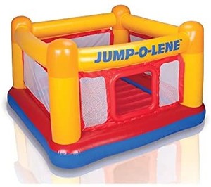 lot 6272 image: Intex Inflatable Jump-O-Lene Playhouse Trampoline Bounce House for Kids Ages 3-6 Pool RedYellow, 68-12 L x 68-12 W x 44 H
