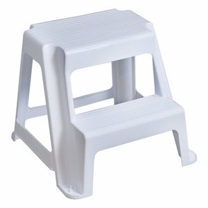 lot 6280 image: Gracious Living Extra Safe Non Slip 18.75 Rubber 2 Step Home Step Stool, White