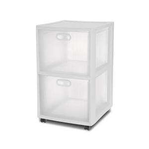 lot 6315 image: Sterilite 36208002 18 X 16 X 24.63 Clear And White Ultra 2-Drawer Cart