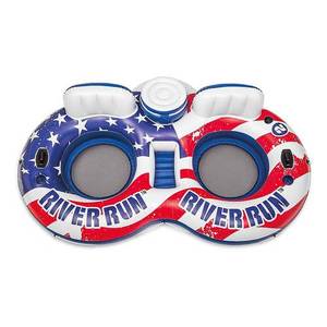 lot 6325 image: Intex - 2 Person Pool Tube Float with Cooler - Multi