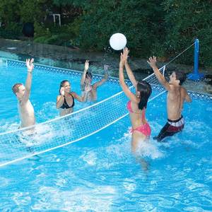 lot 6347 image: Swimline Vinyl Cross Inground Fun Volleyball Net Wateret Pool Games, Multicolor