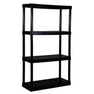 lot 6387 image: Gracious Living - 4 Shelf Tier Medium Resin Indoor and Garage Storage Shelf - Black