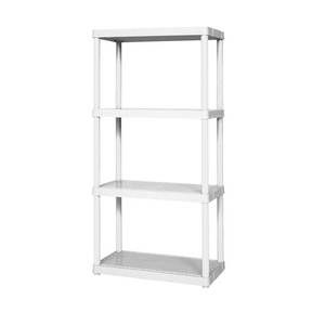 lot 6418 image: Gracious Living - Easily Assembled Light Duty Solid Plastic Shelving Unit - White