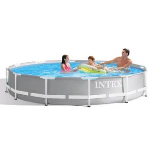 lot 6419 image: Intex - Metal Frame Above Ground Pool w Pump