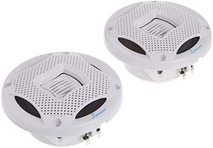 lot 6430 image: Lanzar Marine Speakers - 5.25 Inch 2 Way Water Resistant Audio Stereo Sound System with 400 Watt Power, Attachable Grills and Resin Treatment for Indoor and Outdoor Use - 1 SPEARER.