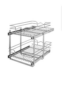 lot 6444 image: Rev-A-Shelf 2-Tier Pull Out Wire Basket Cabinet Organizer, Chrome