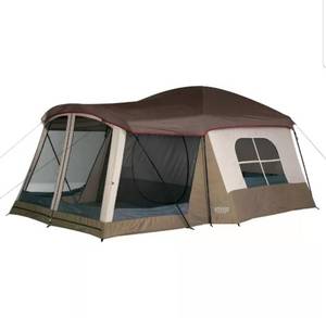 lot 6450 image: Wenzel Klondike 8-Person Large Outdoor Camping Tent wScreen Room, Gray