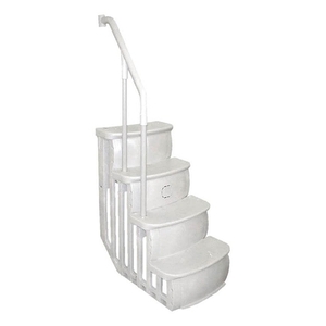 lot 6481 image: Main Access - Smart Step 24 Inch Wide Swimming Pool Entrance w Hand Rail Support - White