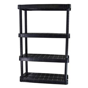 lot 6489 image: Gracious Living 4-Tier Shelf Medium Duty Indoor Garage Storage Shelves, Black