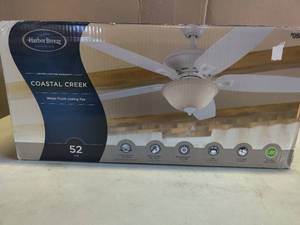 lot 55277 image: Harbor Breeze, 52 White Indoor LED Ceiling Fan with Light Kit w Frosted Bowl